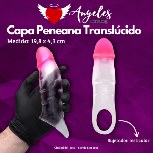 Capa Peneana translucido de 19,8x4,3cm con sujetador testicular