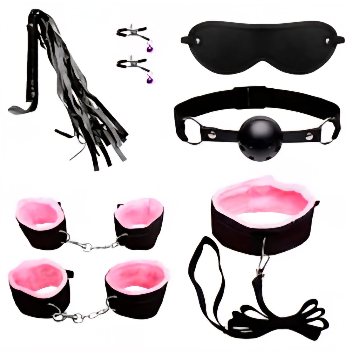Kit sado negro con rosa, 7 items de NYLON Y POLIESTER