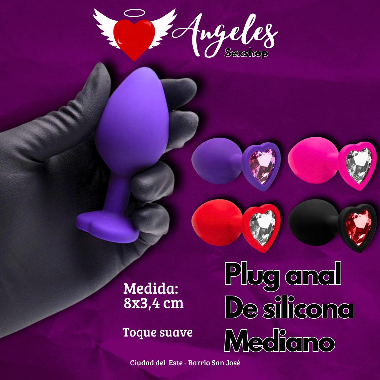 Plug anal de silicona Mediano de 8x3,4cm