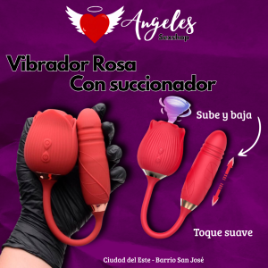 Vibrador Rosa con succionador y funcion sube y baja