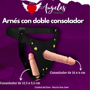 Dildo doble con Cinto arnes de 16x4cm y 12,5x3,5cm