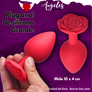 Plug anal de silicona Rosa' tamaño grande de 10x4cm