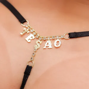 Colaless strass con frase Tesão' tamaño único negro