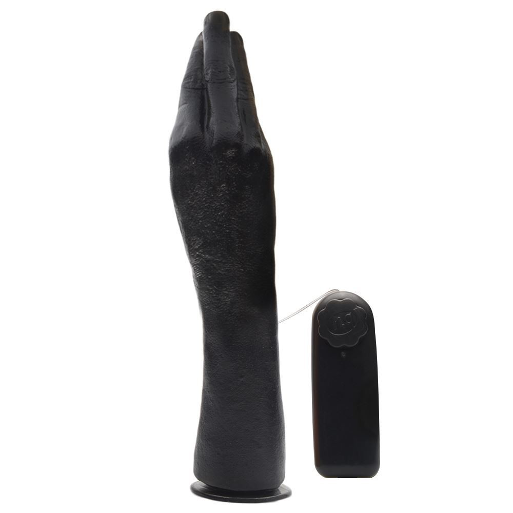 Consolador mano vibro de silicona maciza de 33,5×6,8cm negro